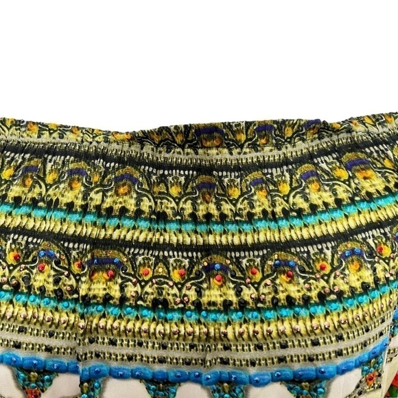 Shahida Parides Silk Off Shoulder Desert Bloom Green Mini Dress Size S/M NEW - Picture 15 of 15